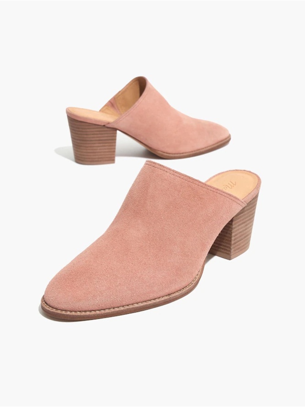 Madewell Pink Suede Harper Mules